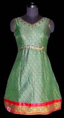 Green Brocade Kurti Cum Tunic