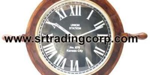 Wooden Ship Wheel Clock