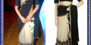 PRIYANKA CHOPRA BLACK BEIGE SS SAREE