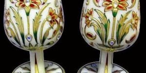 White Marble Wine Glass