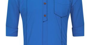 Saddle Stitching Royal Blue Casual Regular Fit Shirt