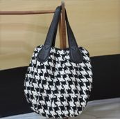 Wool Acrylic Houndstooth Tote Handbag