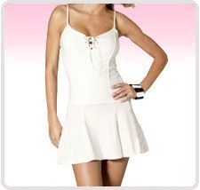 Ladies White Plain Short Dress