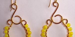 Wire Wrap Glass Bead Earrings