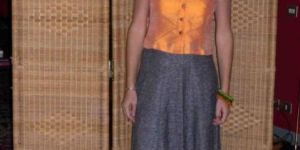 Ladies A-line Printed Grey Cotton Long Skirt