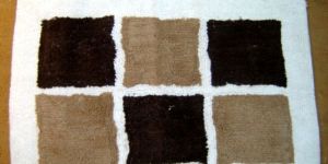 Beige & Black Cotton Anti Skid Rectangle Doormat