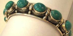 High Polished Party Wear Casual Wear Silver Turquoise Bracelet