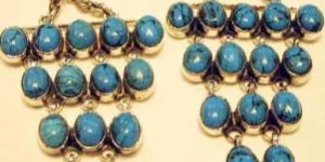 Ladies Sterling Silver Green Beads Earrings