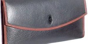 Leather Brown And Black Rectangle Hand Wallet