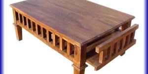 Rectangular Antique Wooden Center Table With Storage