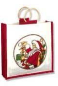 White Standard Santa Printed Christmas Bag