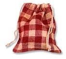 checked jute pouch bag