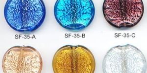 Round Large Hole Silver Foil Glass Beads