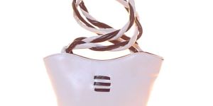 Ladies White Faux Leather Hand Bag