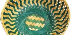 Round Bamboo Green Basket