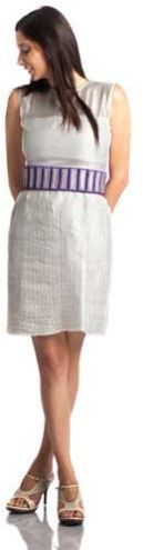 Embossd Belt Silk Dress