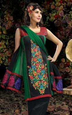 Black Chanderi Salwar Kameez