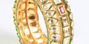 Gold Kundan Meena Bangle