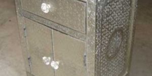 White Metal Bedside Cabinet