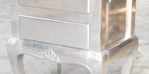 White Metal Embossed Bedside Cabinet (NB-WMBI4)