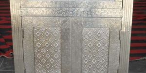 White Metal Embossed Bedside Cabinet (NB-WMBI5)