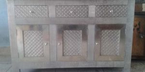 White Metal Embossed Chest Drawer