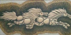 2 HORSES SAND PAINTING (WIDE)