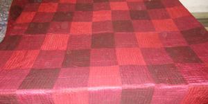 Red Raw Silk King Size Bed cover / Carpet / Blanket