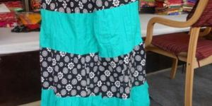 Sky Blue Sanganeri Printed Cotton Skirt