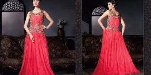 Versatile Red Georgette Gown Style Anarkali Suit