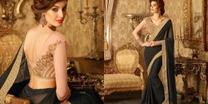 Vivid Georgette Patch Border Work Designer Saree