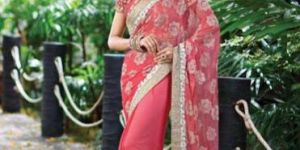 Vivid Hot Pink Net Designer Saree