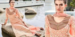 Voluptuous Peach Designer Suit