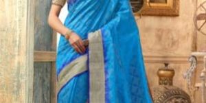 Whimsical Light Blue Tussar Silk Saree