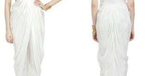 White Georgette & Raw Silk Designer Suit