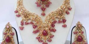 Pink Polki Necklace Set