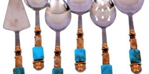ROYAL BLUE WITH GOLDEN SERVING SET  WITH ASSORTED LADLES