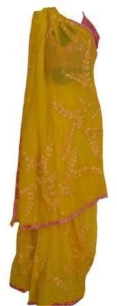 Pure Georgette Hand Embroidered Saree