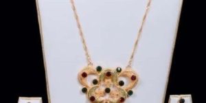 Necklace with Floral Pendent and Earrings