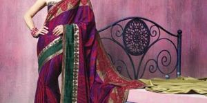 Printed Jacquard Crepe Saree