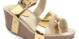 Ladies Leather Cream Platform Sandals