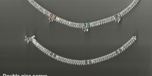 Double Screw Silver Anklets