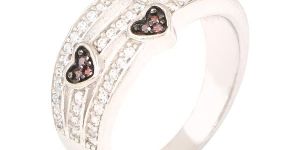 Tuan 925 Pure Silver Cubic Zirconia (CZ) Diamond Ring with Sweet Heart