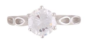 Sterling Silver Attractive Solitaire CZ Diamond Ring