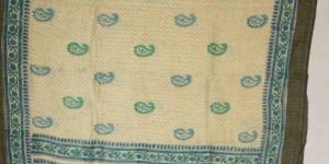 Handloom Silk Stole with Block Print - (2)