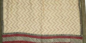 Handloom Silk Stole with Block Print - (1)