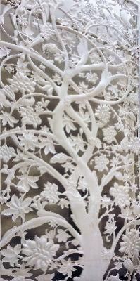 stone wall mural & jali