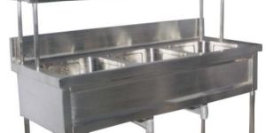 Tripple Sink Unit with Overhead Plate Rack
