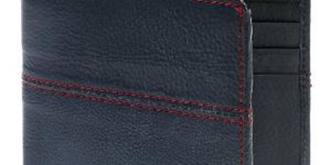 JL Collections Men's Blue and Red Leather Wallet (6 Card Slots) - JL_MW_3372_A
