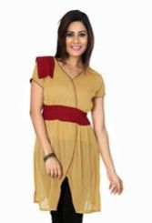 Beige Faux Chiffon Readymade Tunic